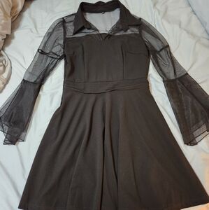 Black half see-through dress